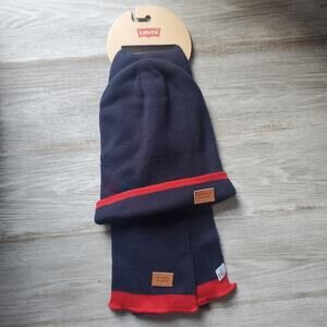 Levi's Knut Beanie and Scarf Set Blue